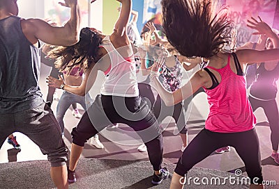 Group of people at urban dance class Stock Photo