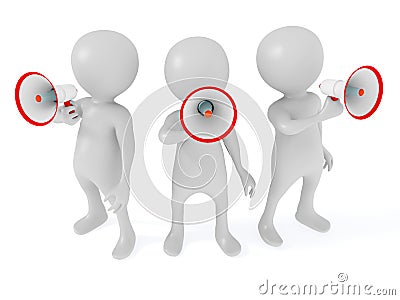 Group people using megaphones Stock Photo