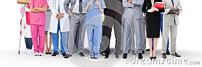 Group of People with various jobs careers standing with white background Stock Photo