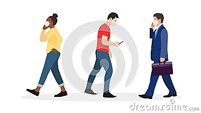 Group of people wearing mask protect virus.Vector illlustration. Vector Illustration