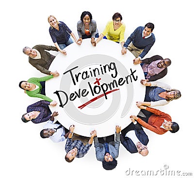 Group of People and word Training Development Stock Photo