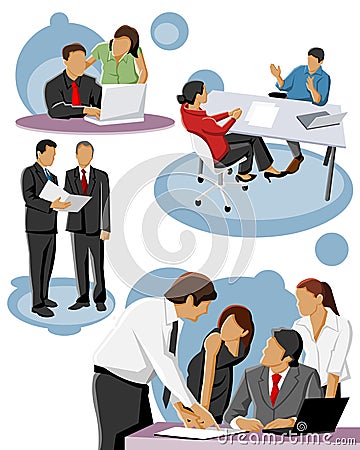 Group of people working Vector Illustration