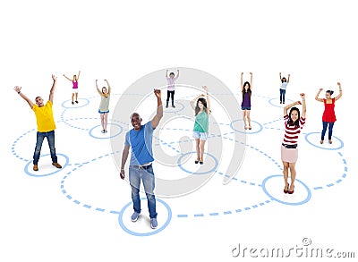 Group of People with Youth Network Stock Photo