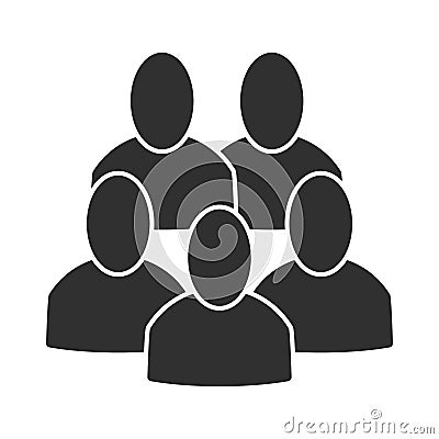 Group of peoples. Small conference or company. Five peoples or staff flat icon Vector Illustration