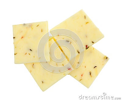 Group of pepper jack cheese on a white background Stock Photo