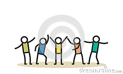 Group person friend together boy and girl vector illustration. Happy team friendship character diverse cartoon isolated. Social Vector Illustration