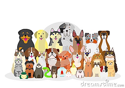 Group of pets Vector Illustration