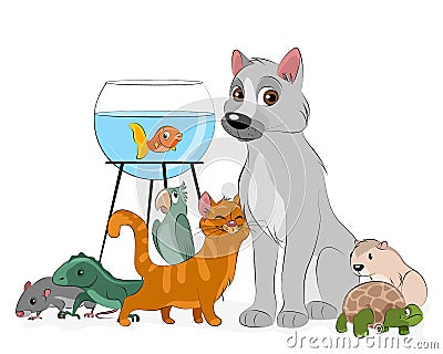 Group of pets Vector Illustration