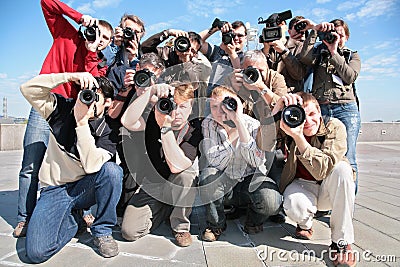 Group of photographers Stock Photo