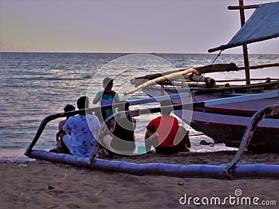 Group picture with friends along the sea shore Editorial Stock Photo