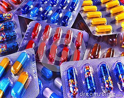 Group of pill in blister pack. Stock Photo