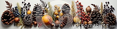 A group of pine cones and other decorative items Cartoon Illustration