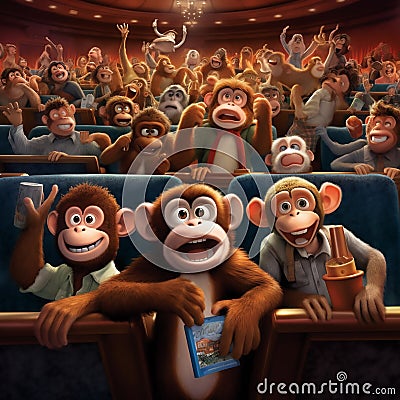 group of playful monkeys Stock Photo