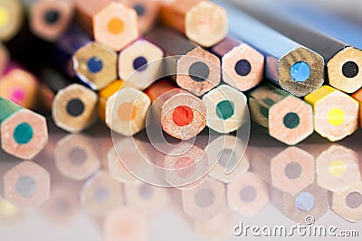 Group of pointless colored pencils Stock Photo