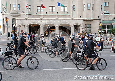 Group of Police on bikes Editorial Stock Photo