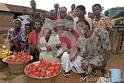 Group portrait female market vendors, Ghana Editorial Stock Photo