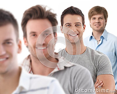 Group portrait of happy young men Stock Photo