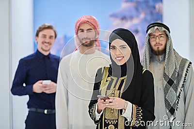 Group portrait of muslim businessmen and businesswoman Stock Photo