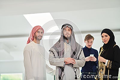 Group portrait of muslim businessmen and businesswoman Stock Photo