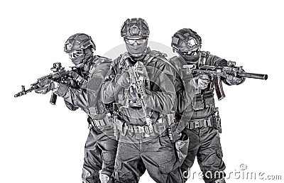 Group portrait of police special forces fighters Stock Photo