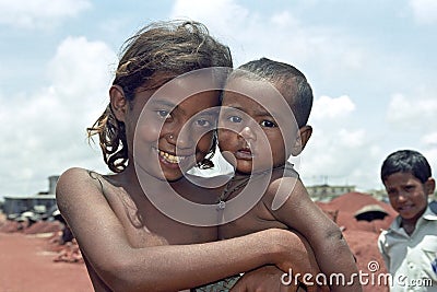 Group portrait of poor Bangladeshi children Editorial Stock Photo