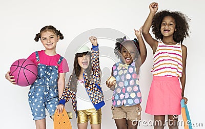 Group Portrait of a sporty girl gang Stock Photo