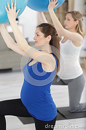 group pregnant women during fitness class Stock Photo
