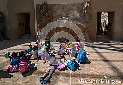 Group Of Primary student at Louvre museum Editorial Stock Photo