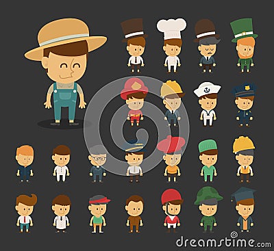 Group of professions cartoon characters Vector Illustration