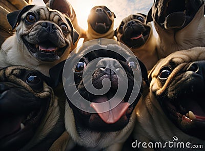 A group of pugs Stock Photo