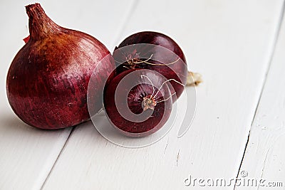 A group of purple vegetable bulbs with natural light Stock Photo