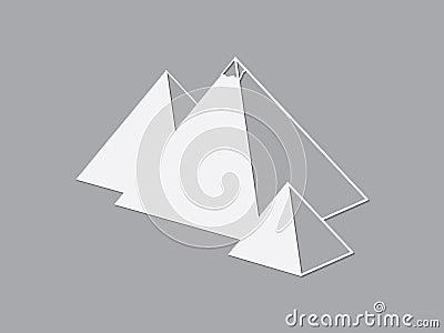 Group of pyramids of Egypt vector illustration using white color lines on black Vector Illustration