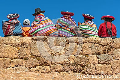 Indigenous Quechua Women in Chinchero, Peru Editorial Stock Photo
