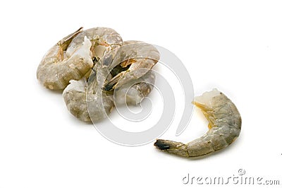 Group of raw headless shrimps Stock Photo