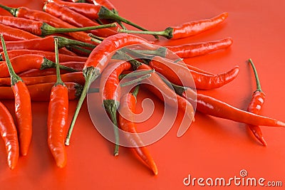 Group of red chili peppers Stock Photo