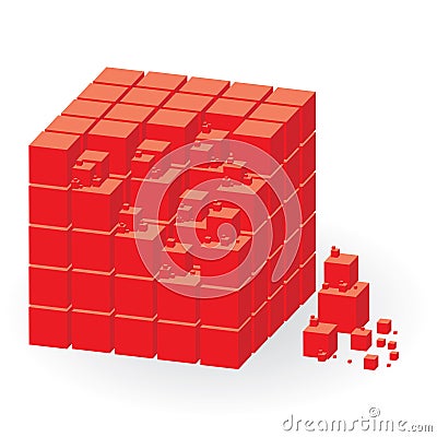 Group of red cubes Vector Illustration