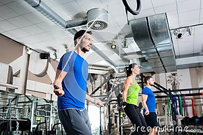 Group rope skipping in functional training Stock Photo