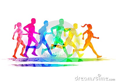 Group Of Runners Vector Illustration
