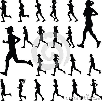 Group of runners silhouette vector Vector Illustration