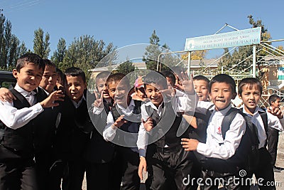 Group of school boys, uzbekistan Editorial Stock Photo