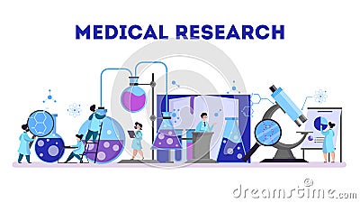 Group of scientist making medical research. Laboratory Vector Illustration