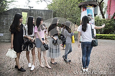 Girls group selfie photograph Editorial Stock Photo