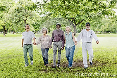 Group of Senior Retirement Friends Happiness Concept Stock Photo