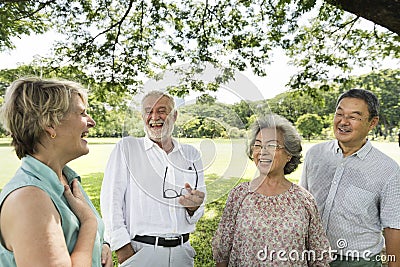 Group of Senior Retirement Friends Happiness Concept Stock Photo