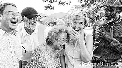 Group of Senior Retirement Friends Happiness Concept Stock Photo