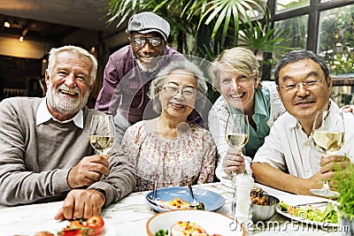 Group of Senior Retirement Meet up Happiness Concept Stock Photo