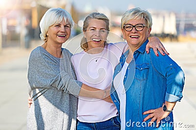 Group of senior women smiling Stock Photo
