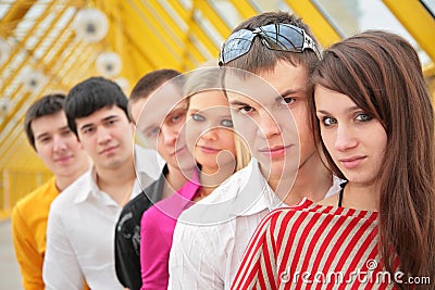 Group of serious young persons Stock Photo
