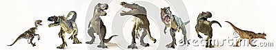 A Group Of Seven Dinosaurs In A Row Stock Photo - Image: 44602496