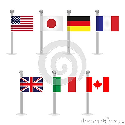 Group of Seven G7 and member states flags Vector Illustration